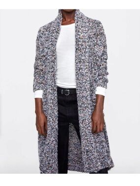 Zara Knit Multicolor Speckled Bouclé Cardigan